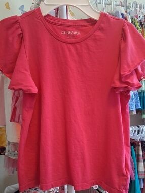 Crewcuts Bright Pink Short Sleeve Ruffle Tee L(10-11)